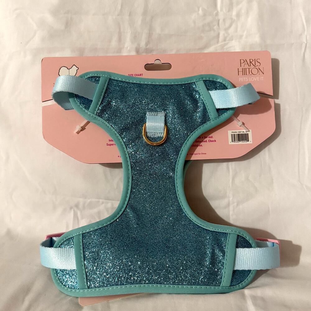 Paris Hilton Dog Harness Medium Blue Glitter Nylon Durable Harness - Picture 5 of 6
